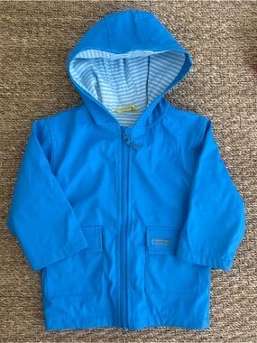 Pluie Pluie Blue Hooded Raincoat w/ Striped Lining - Kids 2/3